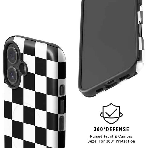 Black and White Checkered iPhone 16 Magsafe Impact Case